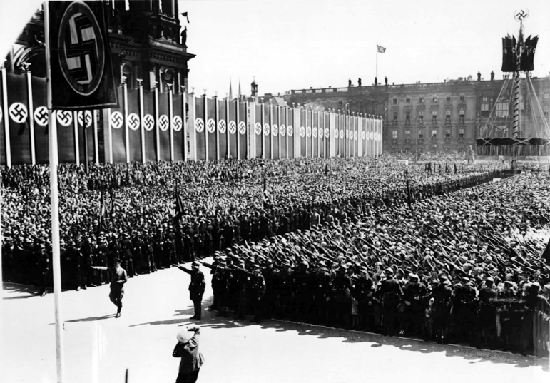 Hitler arrives for the May Day ceremony in Berlin Lustgarten